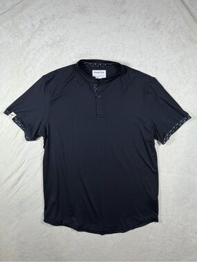 Mantra Men’s Large Men’s Black Short-Sleeve Henley Blade Collar Polo